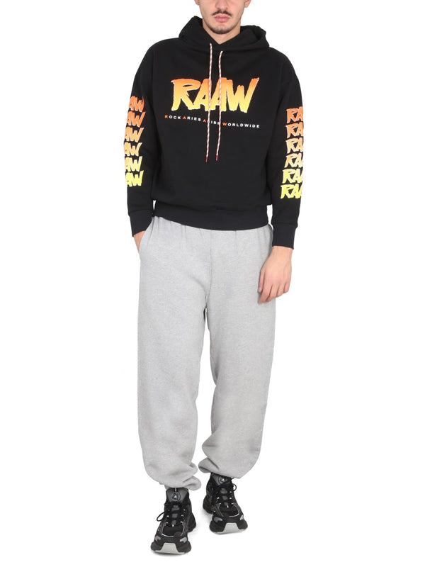 Sweatshirt With Logo Print Black Cotton Sweatshirts