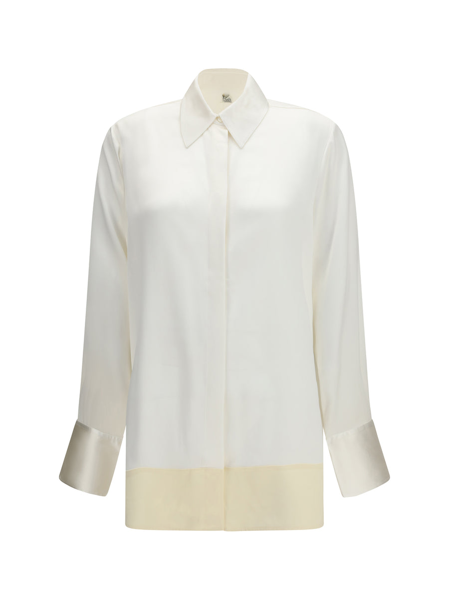 Tuxedo Shirt Soft White Satin Viscose