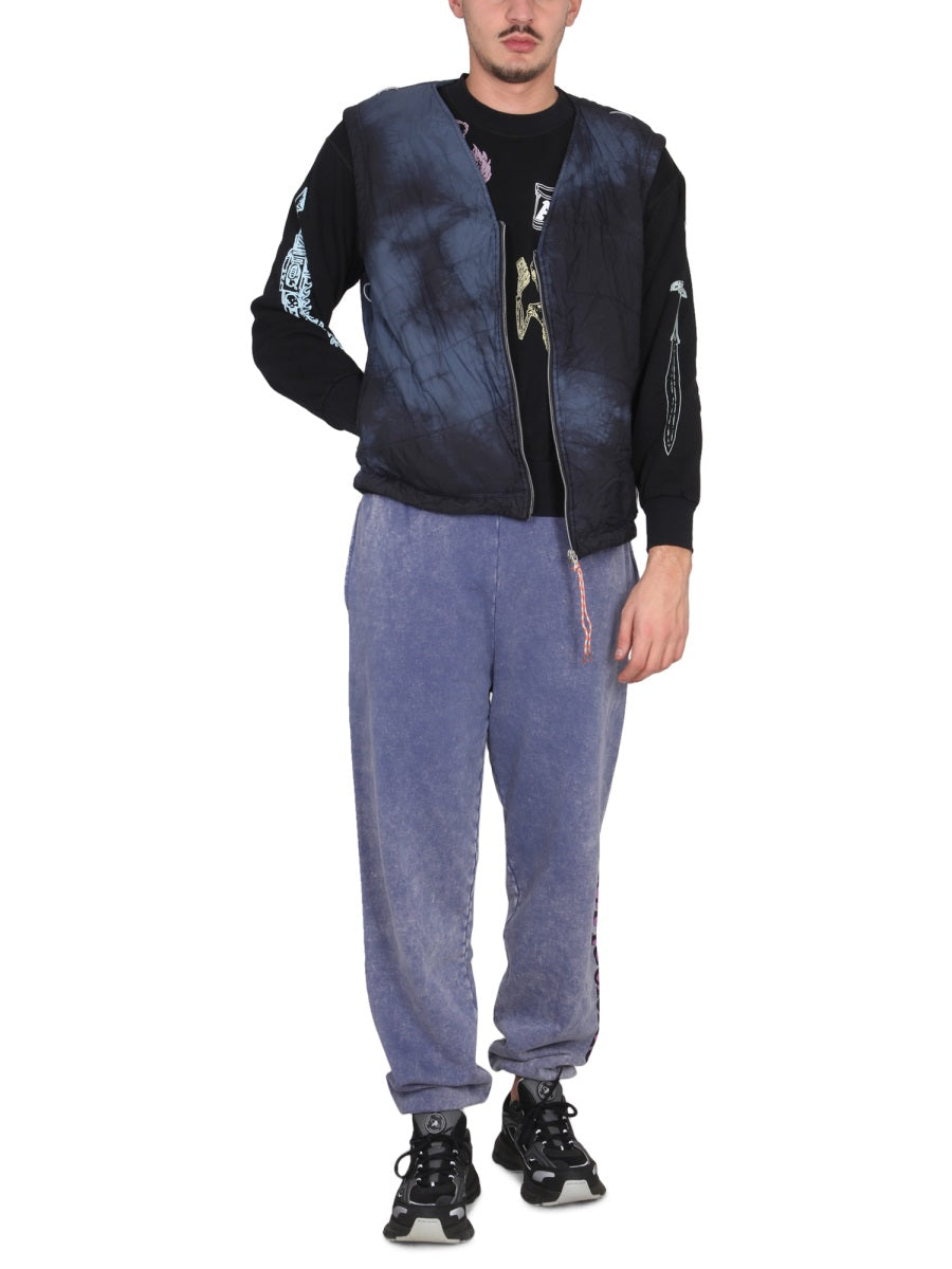 V-Neck Vest Blue Polyamide Jacket