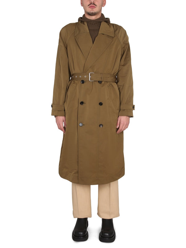 Trench Coat Nylon Military Green Polyamide & Raincoats