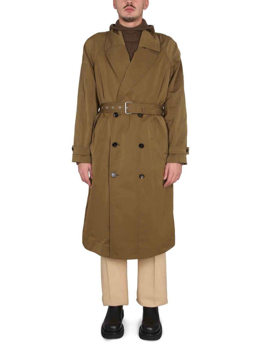 Trench Coat Nylon Military Green Polyamide & Raincoats