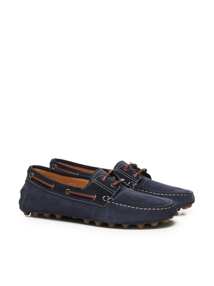Tods Flat shoes Blue Calfskin Suede
