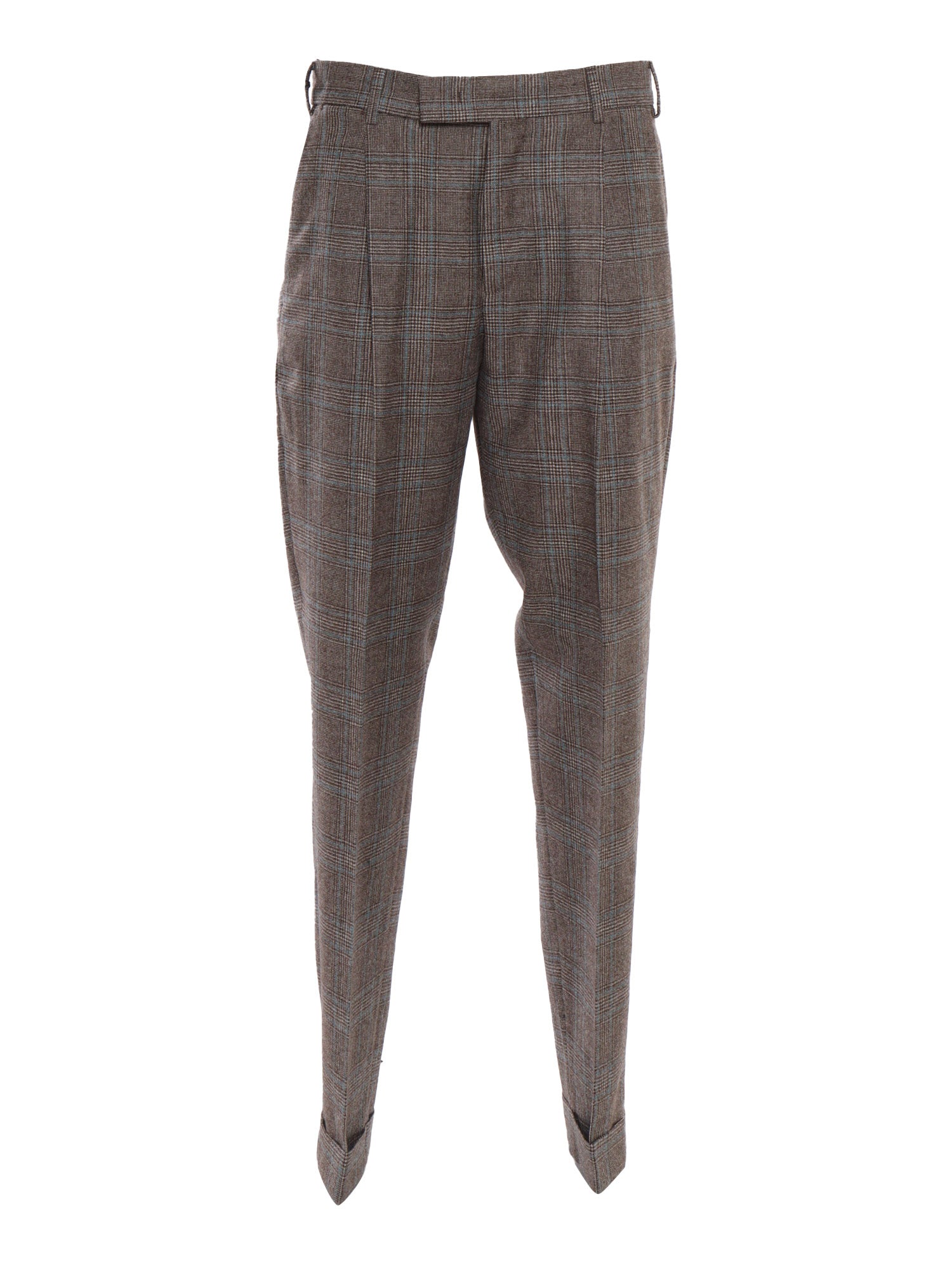 Rebel 1 Pleat, Diagonal Pockets, Flap Back Pockets Brown Virgin Wool Pant