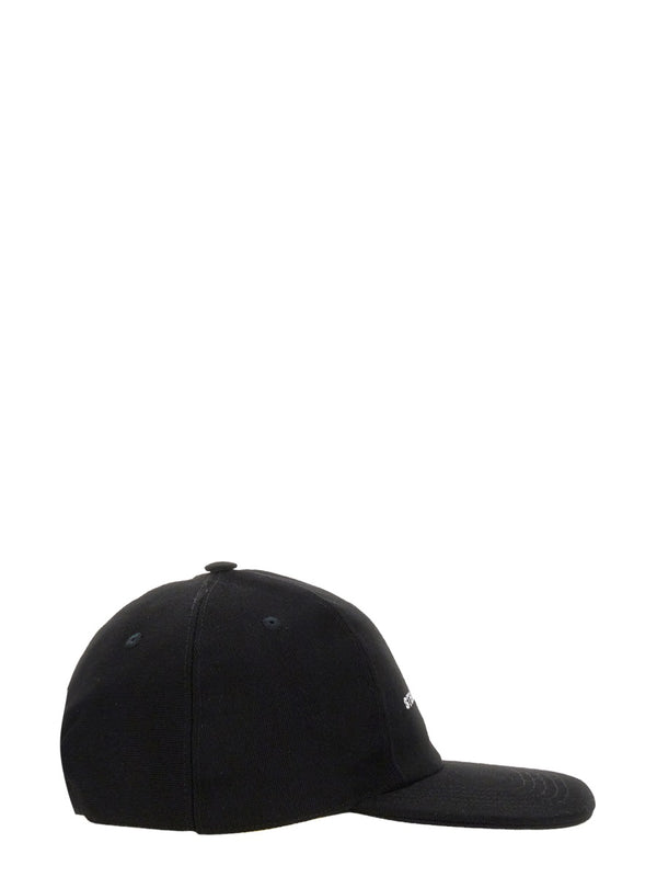 Baseball Hat With Logo Embroidery Black Cotton