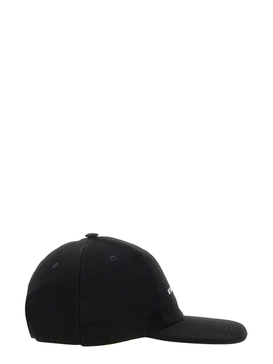 Baseball Hat With Logo Embroidery Black Cotton