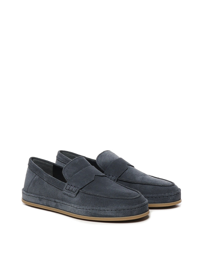 Hogan Flat Shoes Blue Suede