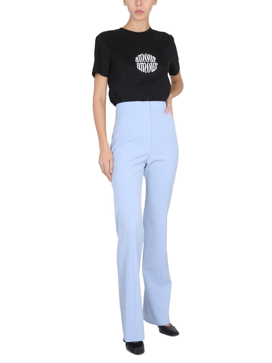 Wool Pants With Hook And Eye Closure Azure Virgin Trousers