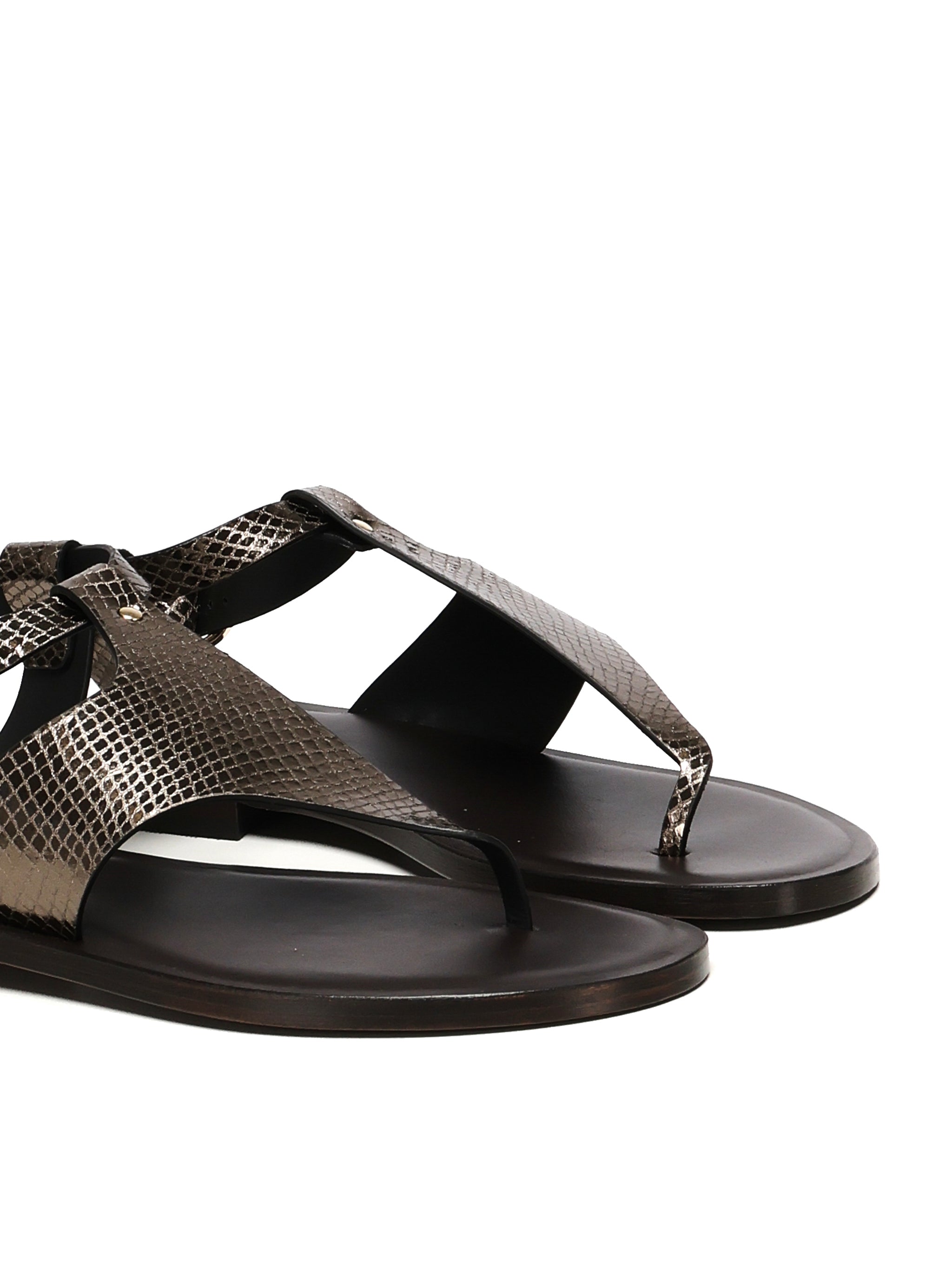 Giuliano Galiano Sandals Black, Steel Leather