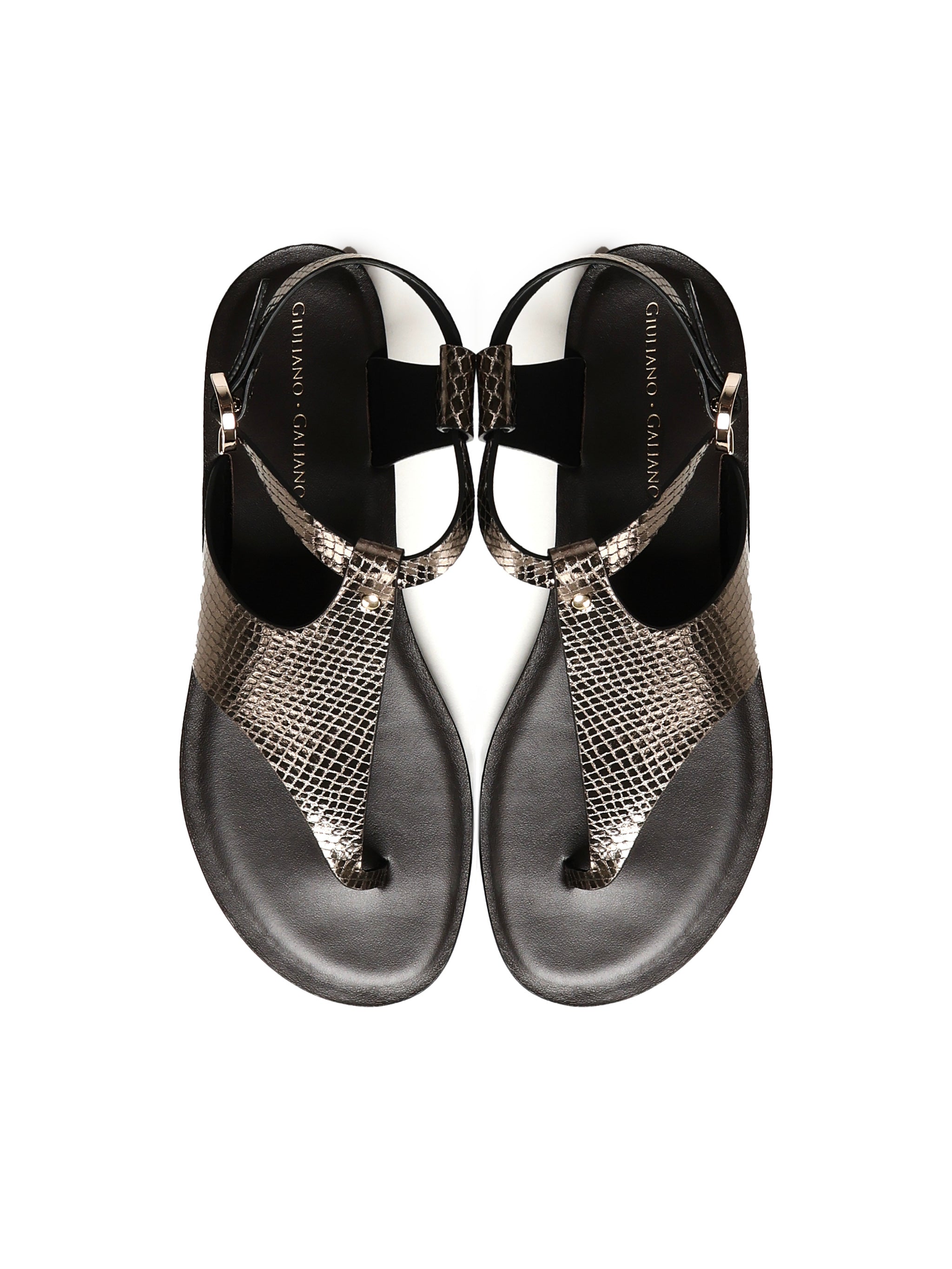 Giuliano Galiano Sandals Black, Steel Leather