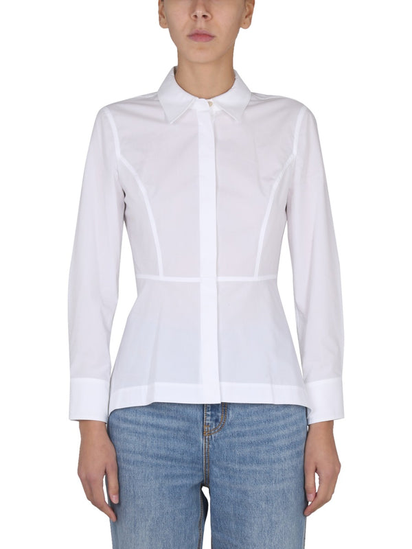 Poplin Shirt With Removable Collar White Cotton