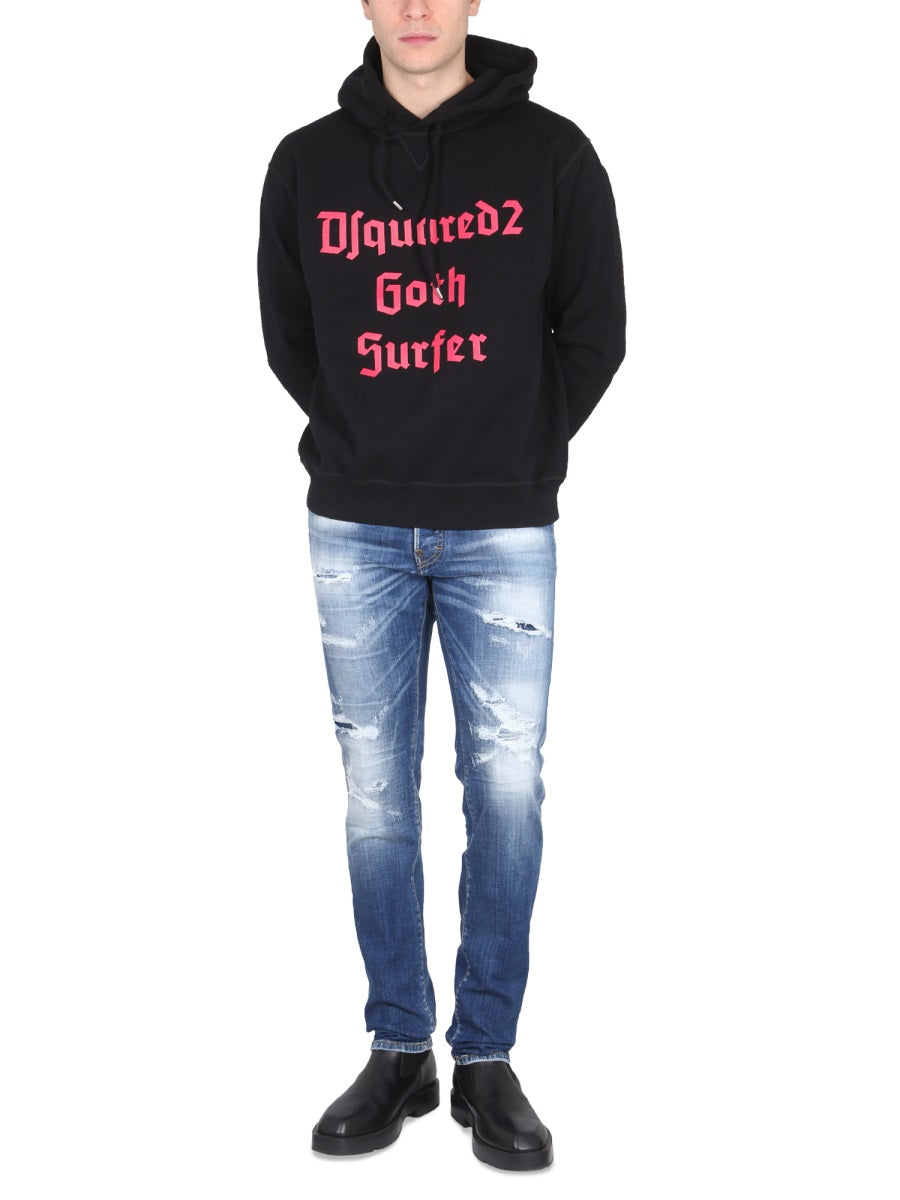 Sweatshirt With Logo Print Black Cotton Sweatshirts