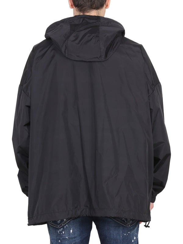 Black Jacket With Logo Patch Polyamide