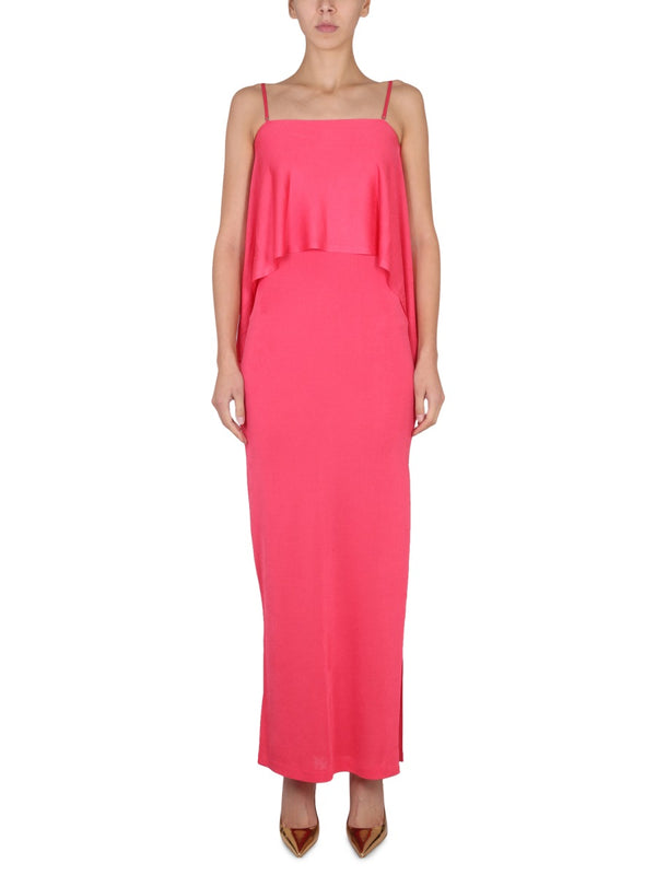 Dress With Ruffles Fuchsia Viscose