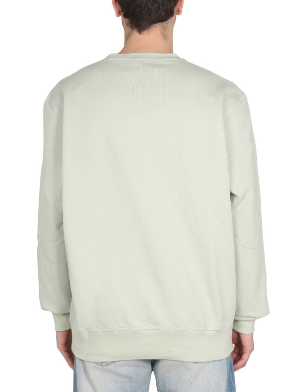Sweatshirt With Logo Embroidery Green Cotton Sweatshirts