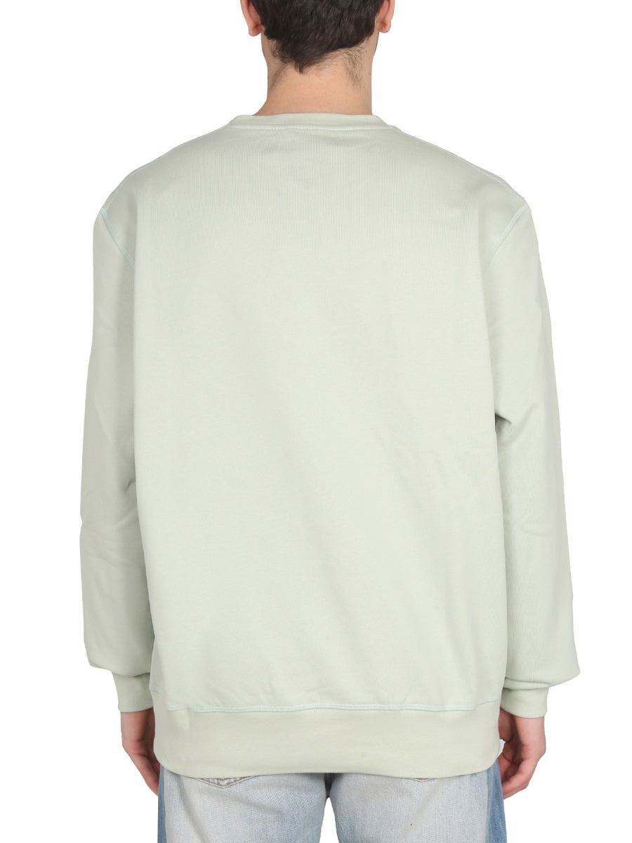 Sweatshirt With Logo Embroidery Green Cotton Sweatshirts