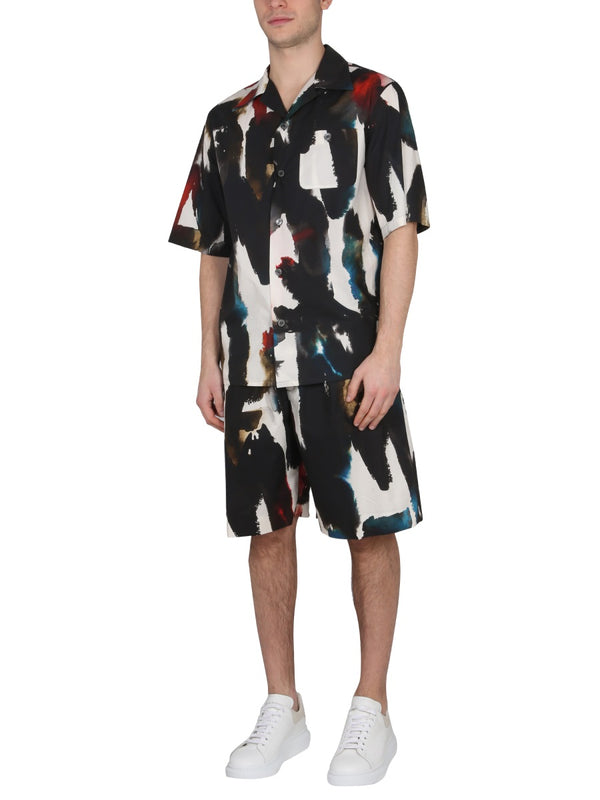 Bermuda With Logo Print Multicolour Cotton Short