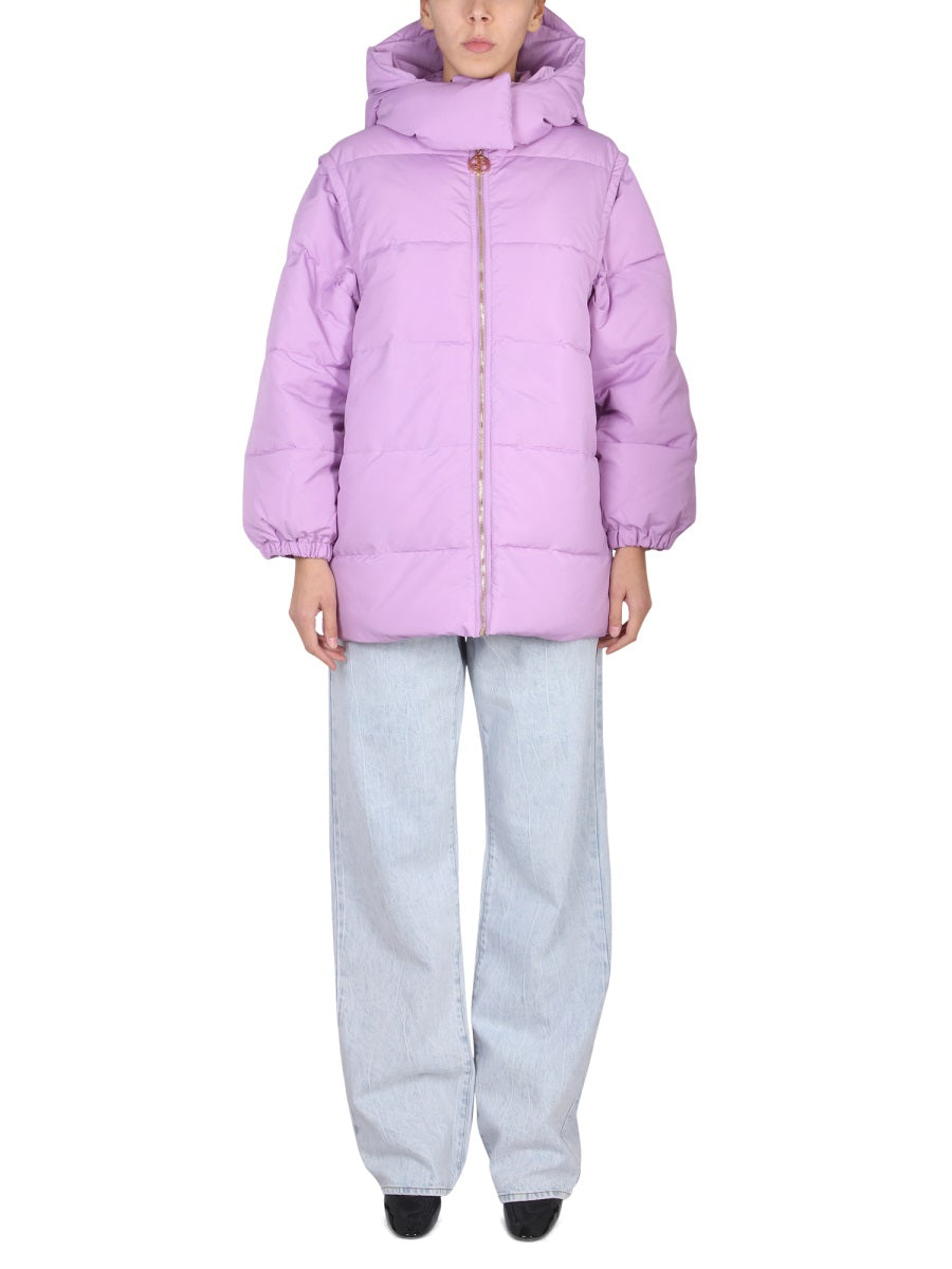 Quilted Down Jacket With Hood Pink