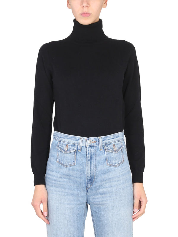 Turtleneck Shirt With Cross-Neck Black Not Specified Jumpers
