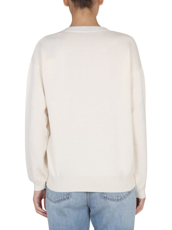 Shirt With Embroidered Logo White Jumpers