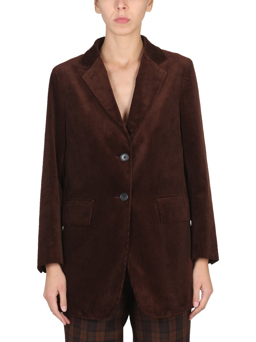 Single-Breasted Jacket Brown Cotton