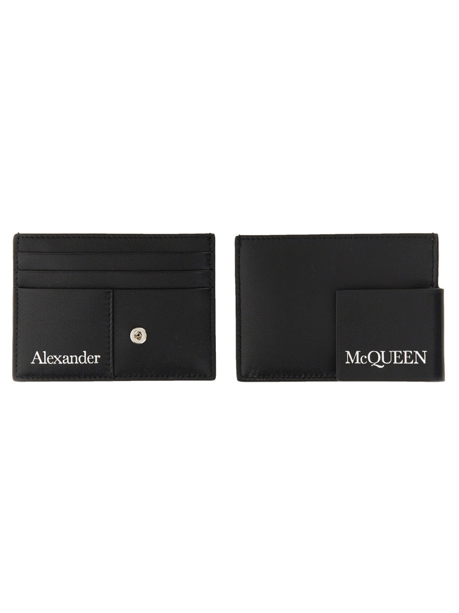 Card Holder With Logo Black Calf Leather Wallets & Purses