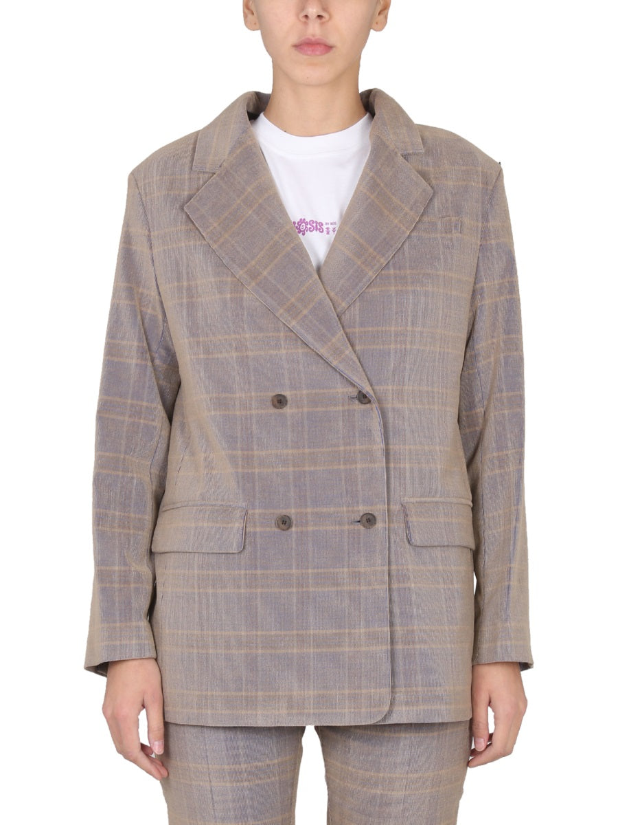 Oversize Blazer With Mirror Lapels Beige Viscose Jacket