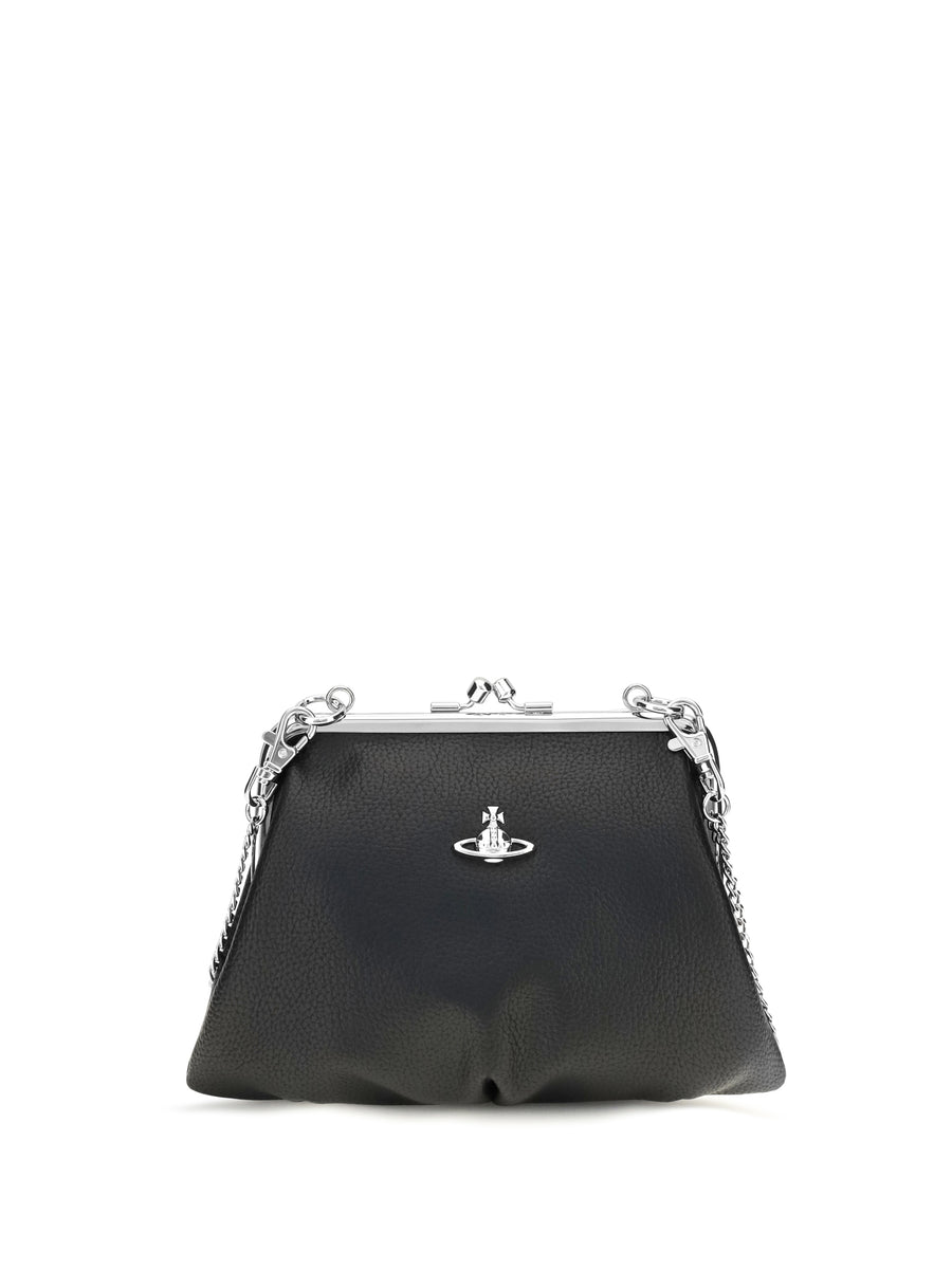 Granny Frame Handbag Black Polyurethane Wallet