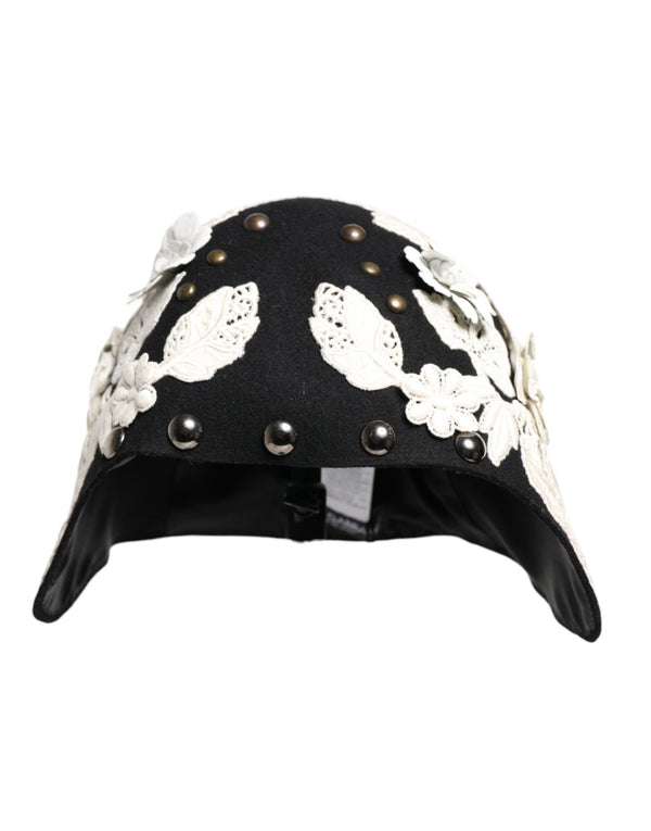 Dolce & Gabbana HAT9649 100% Wool / 100% Silk lining cloche hat in black