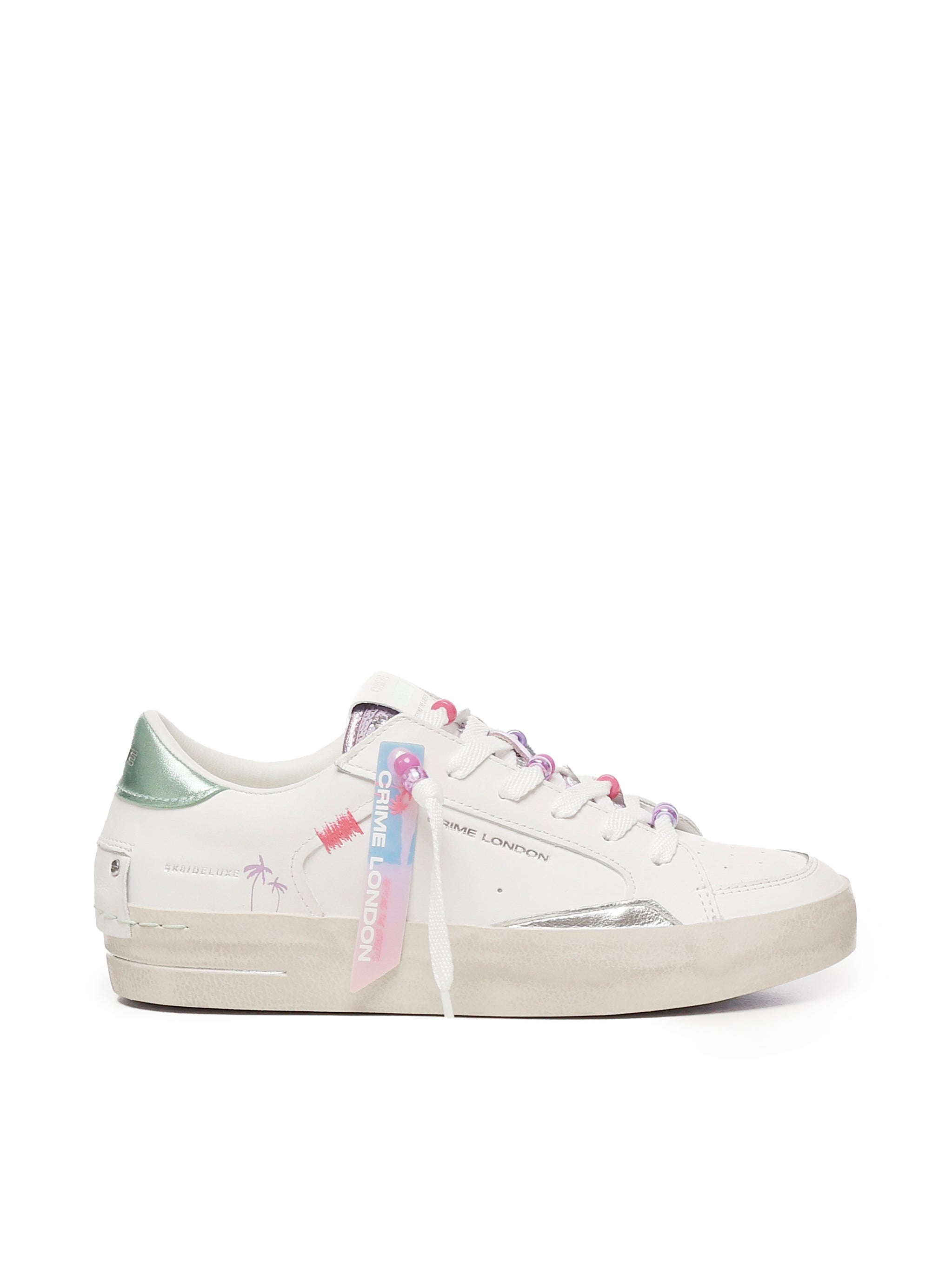 Crime London Sneakers White, Green Leather