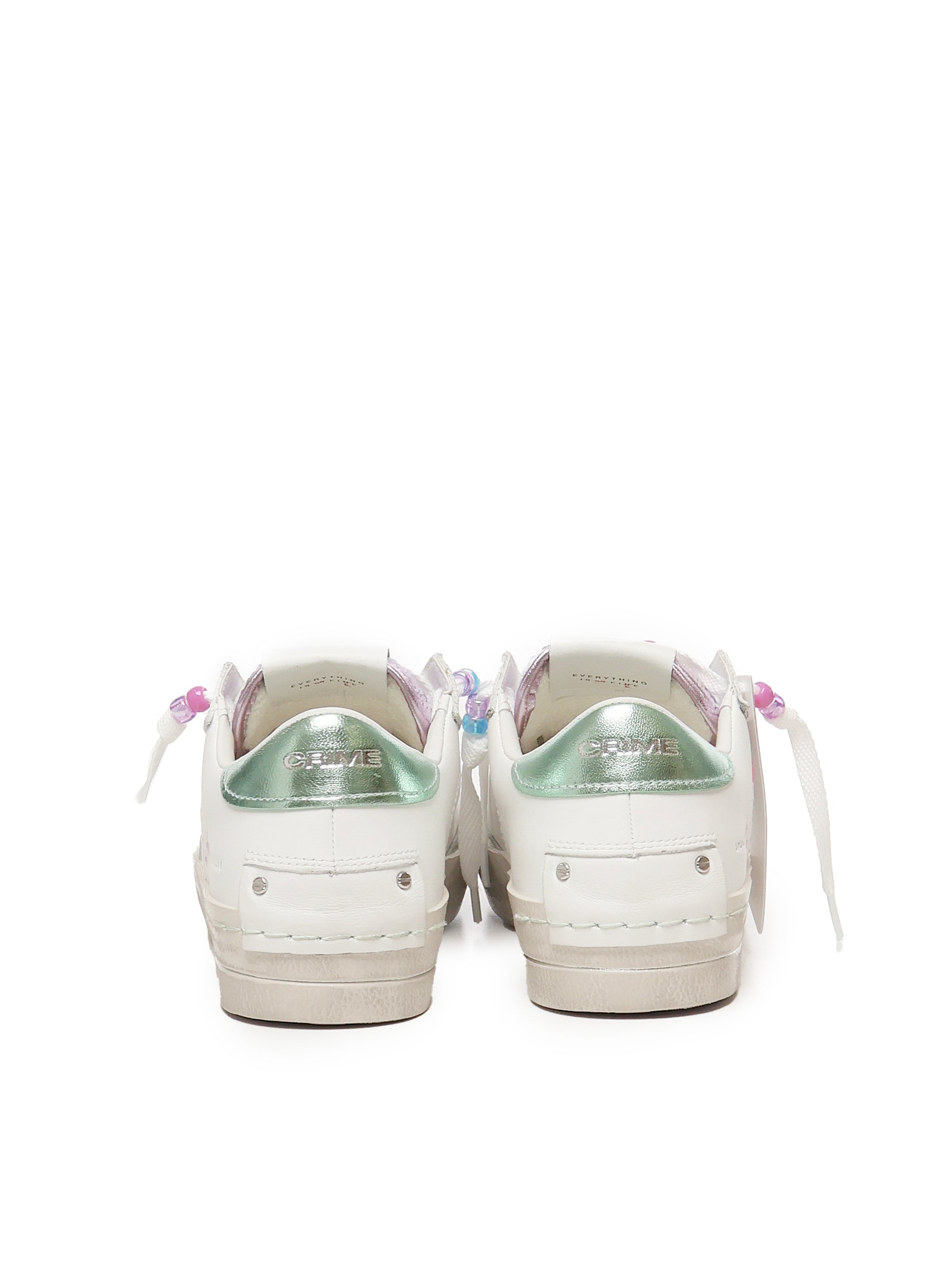 Crime London Sneakers White, Green Leather