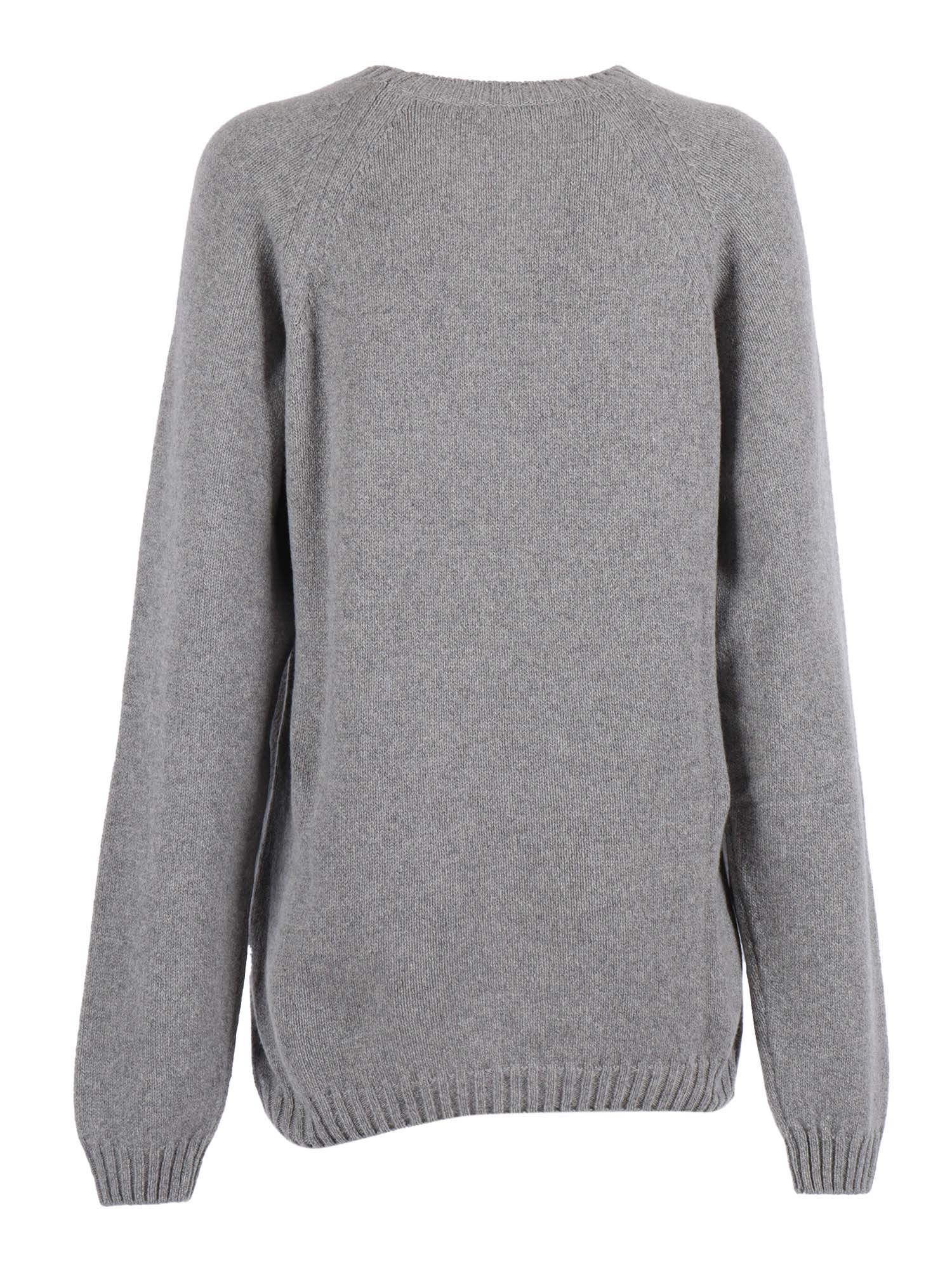 Sweater Grey Cashmere Wool Crewneck