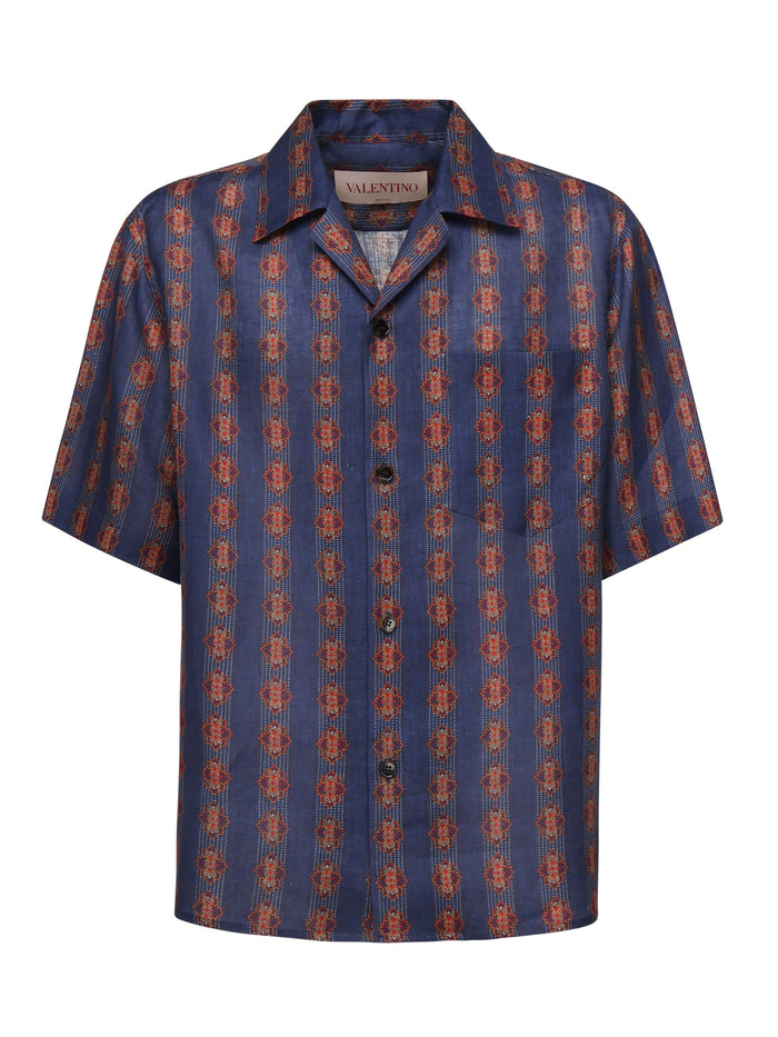 Valentino Garavani Shirts Blu,orange Linen