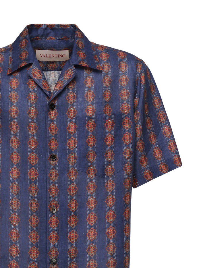 Valentino Garavani Shirts Blu,orange Linen