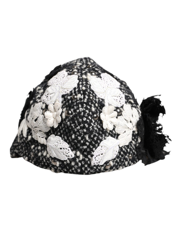 Dolce & Gabbana HAT9671 65% Wool 12% Cotton 11% Nylon 10% Silk 7% Mohair 5% Viscose; Lining: 100% Silk cloche hat in black