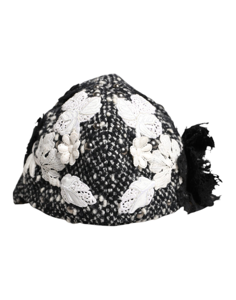 Dolce & Gabbana HAT9671 65% Wool 12% Cotton 11% Nylon 10% Silk 7% Mohair 5% Viscose; Lining: 100% Silk cloche hat in black