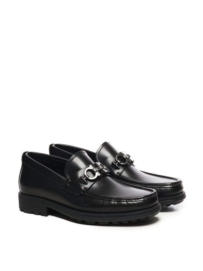 Ferragamo Flat Shoes Black Calfskin