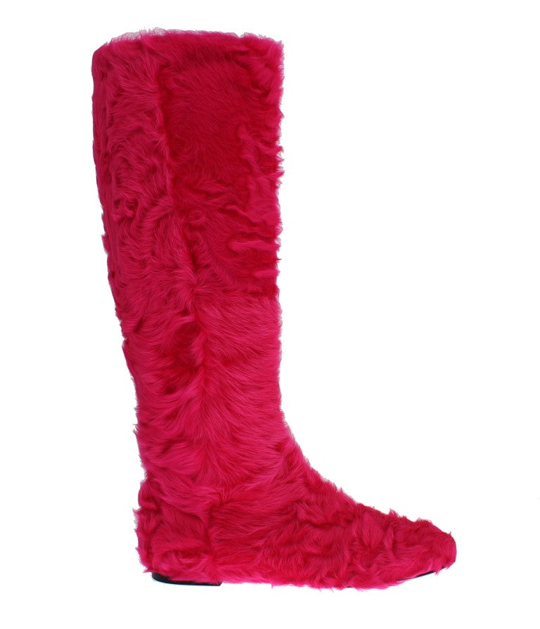 Dolce & Gabbana 100% Lambskin fur leather boot in pink — view 4