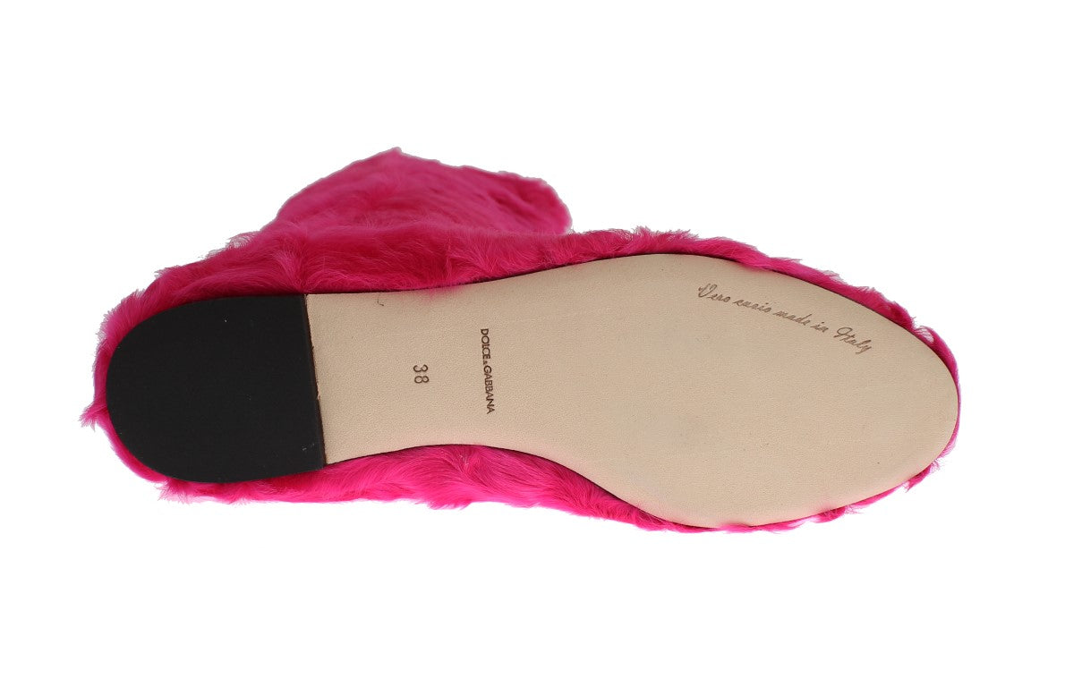 Dolce & Gabbana 100% Lambskin fur leather boot in pink — view 6