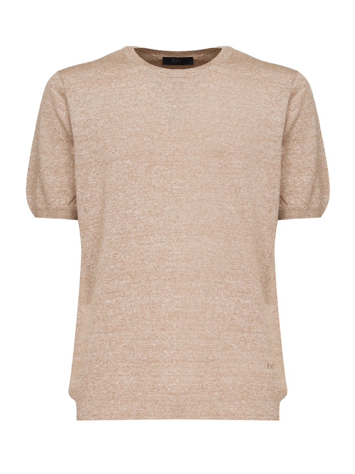 Fay T-Shirts And Polos Beige Linen Cotton