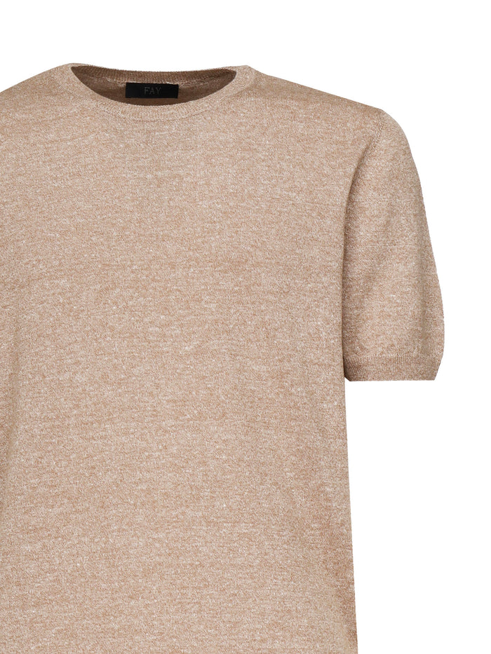 Fay T-Shirts And Polos Beige Linen Cotton