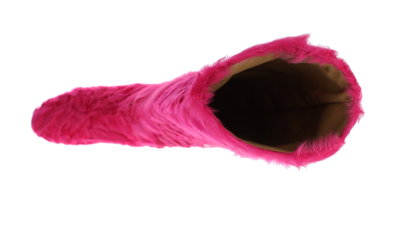 Dolce & Gabbana 100% Lambskin fur leather boot in pink — view 8