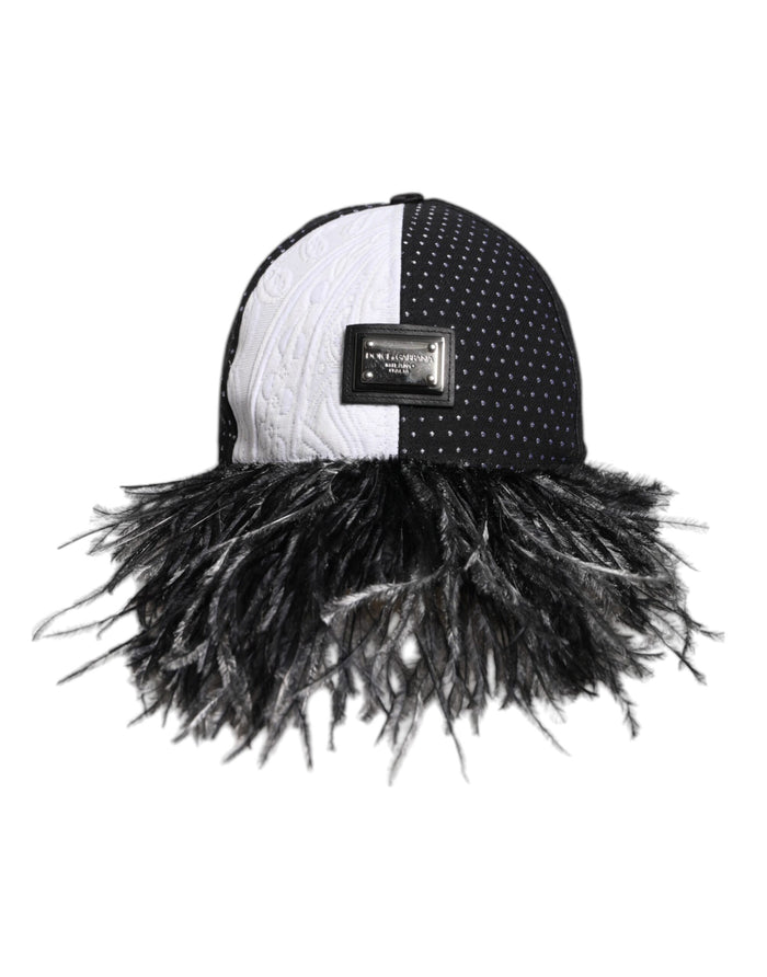 Dolce & Gabbana HAT9831 47% Silk 19% Cotton 12% Polyester 8% Acetate 7% Virgin Wool 4% Ostrich 3% Nylon baseball cap in black — view 2