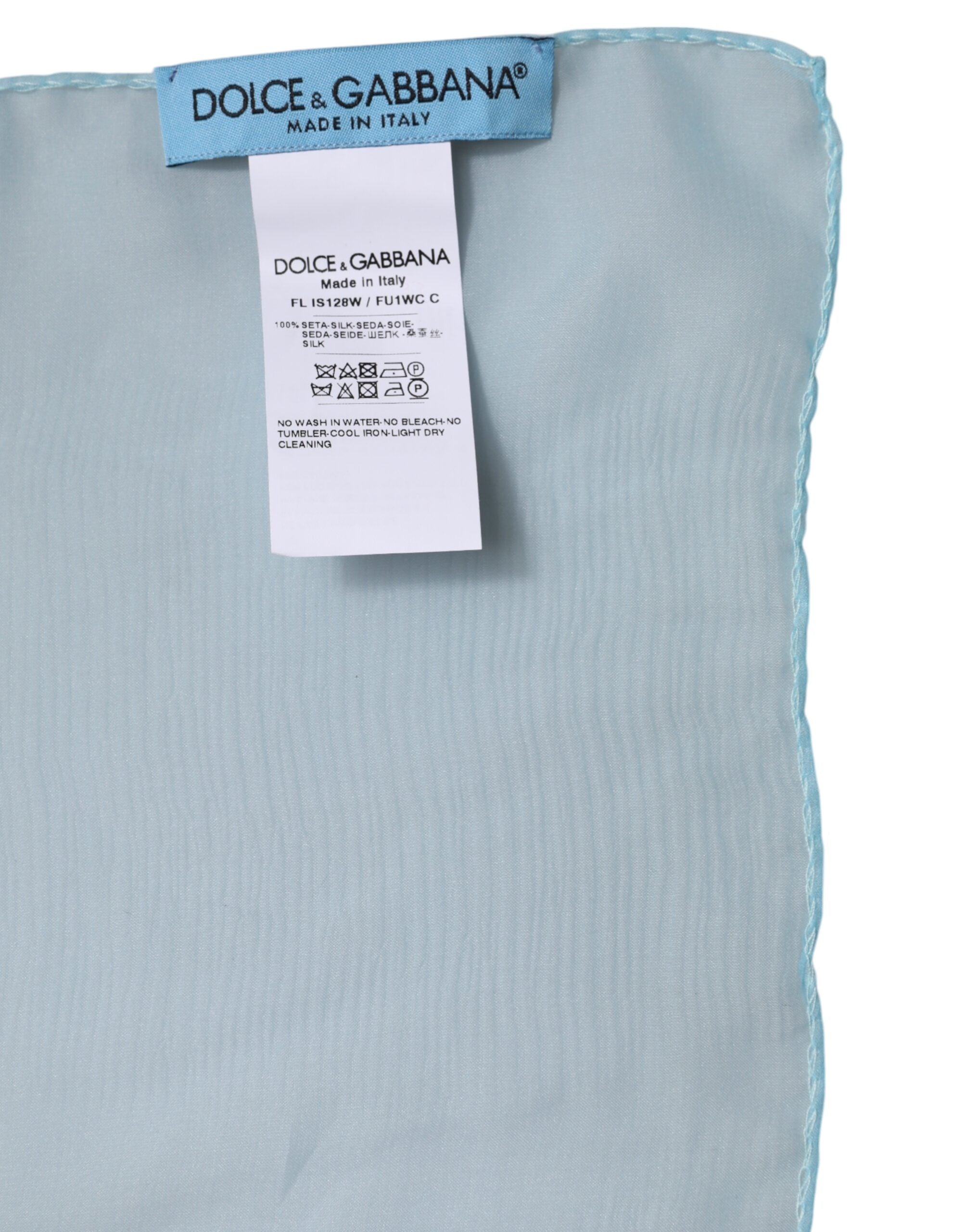 Dolce & Gabbana 100% Silk shawl in light blue — view 6