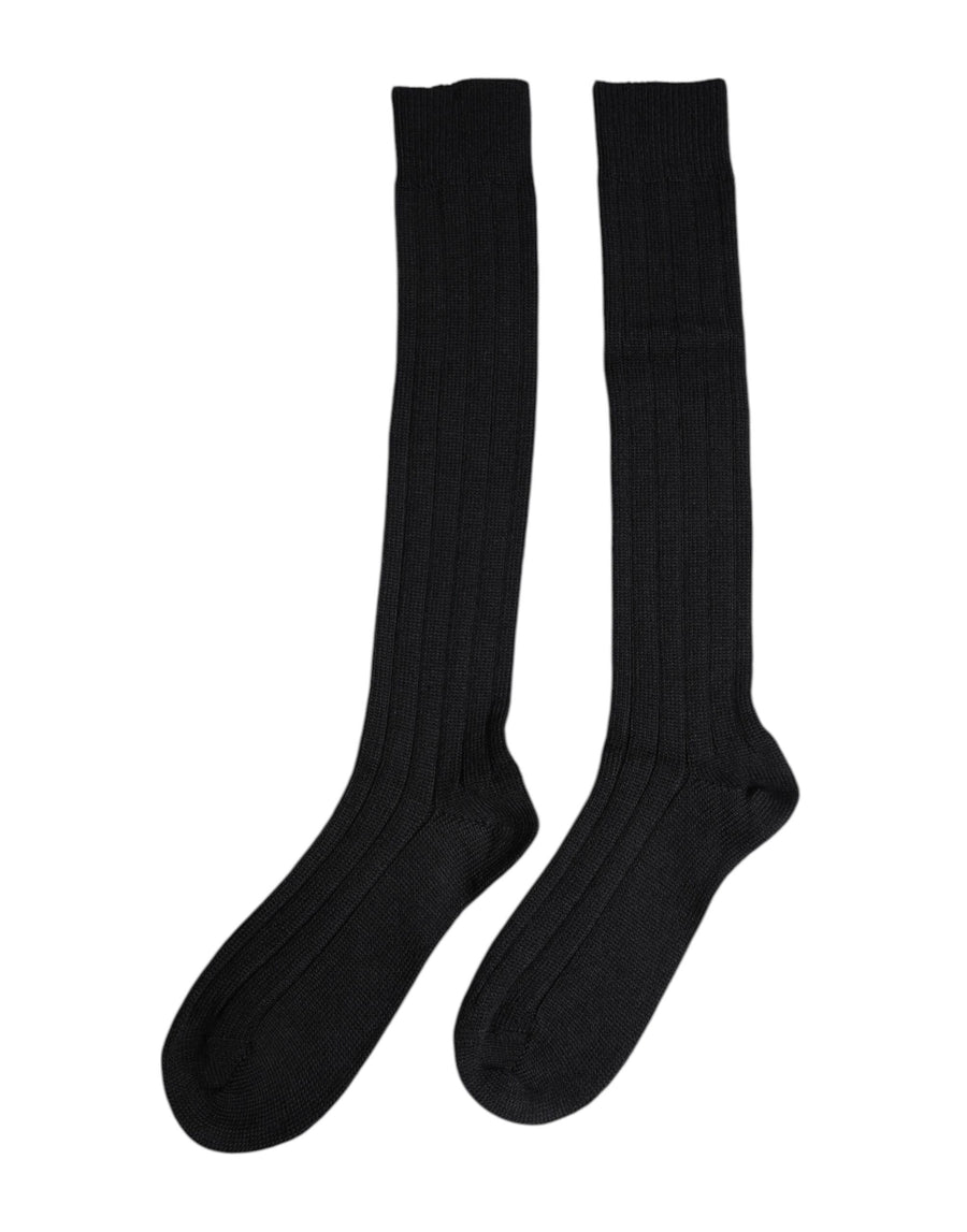 Black Dg Logo Print Over The Calf Socks Wool Pc Nylon Elastane Clothing