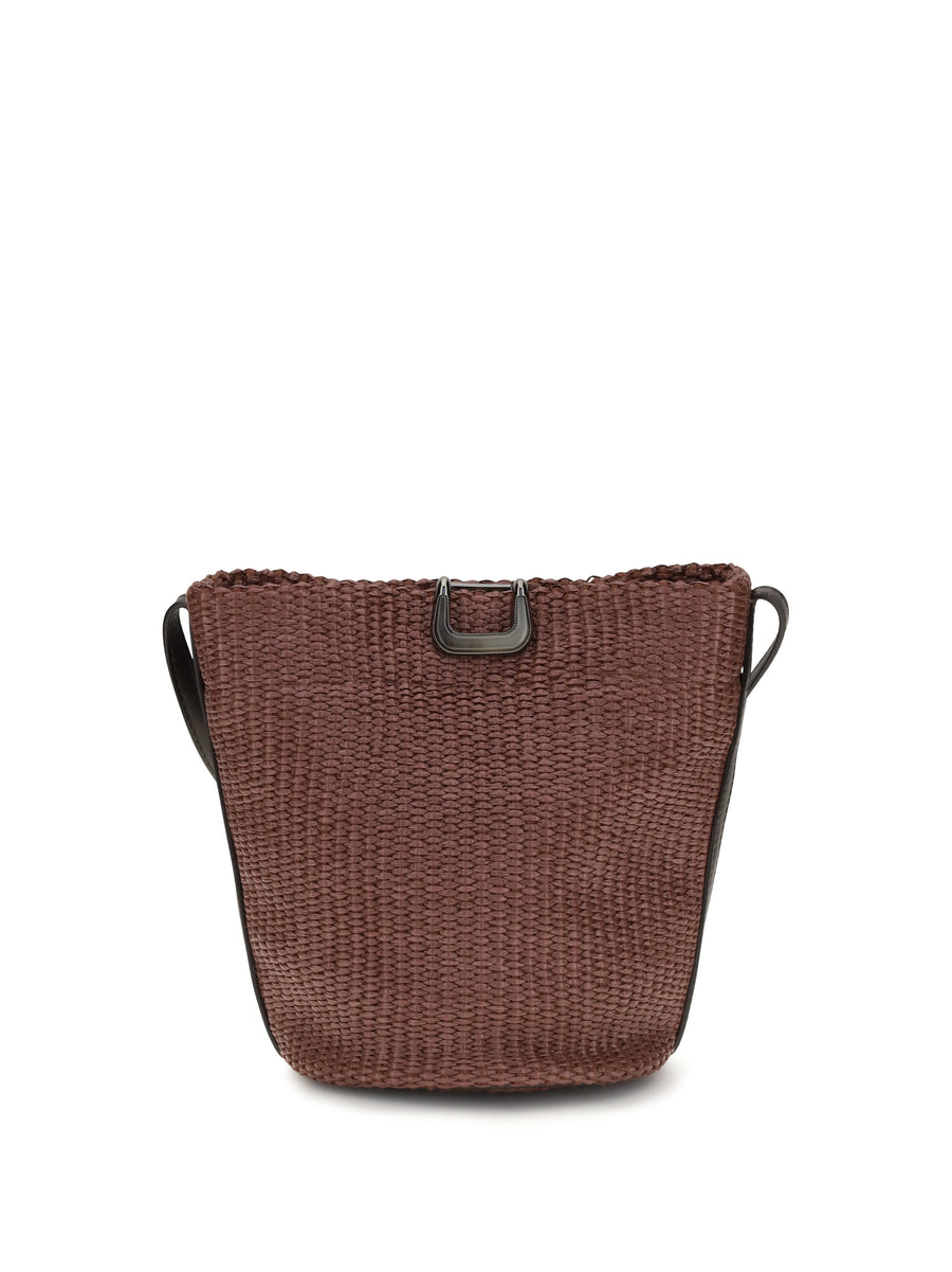 Small Sartorial Bucket Bag Raffia Granato Cotton; Polyamide