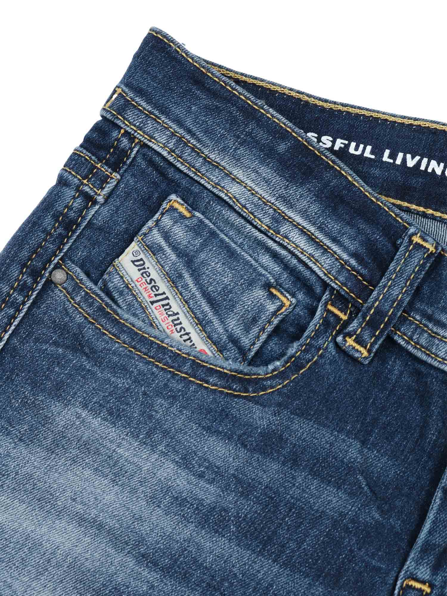 5 Pockets Blue Cotton Polyester Elastane Jean