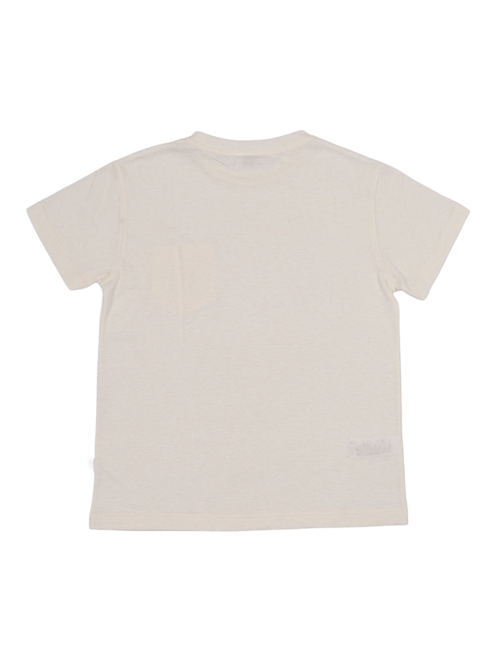 Short Sleeved T-Shirt White Cotton Linen Sleeves