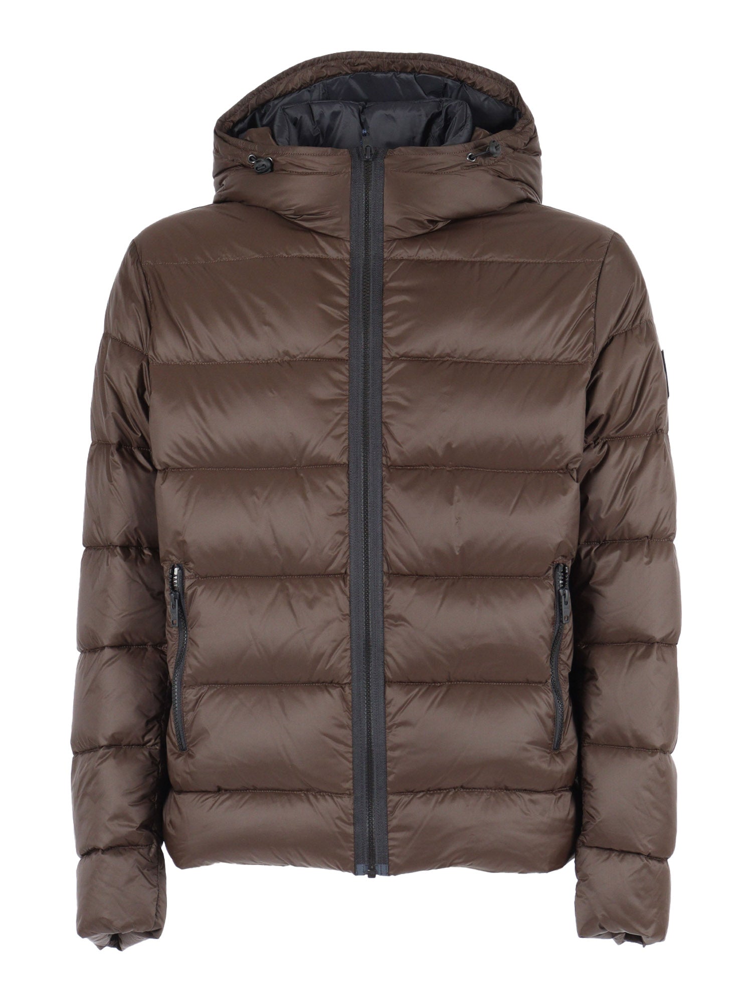 Db Front Hooded Down Jacket Brown Short Puffer