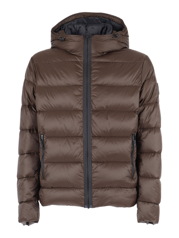 Db Front Hooded Down Jacket Brown Short Puffer