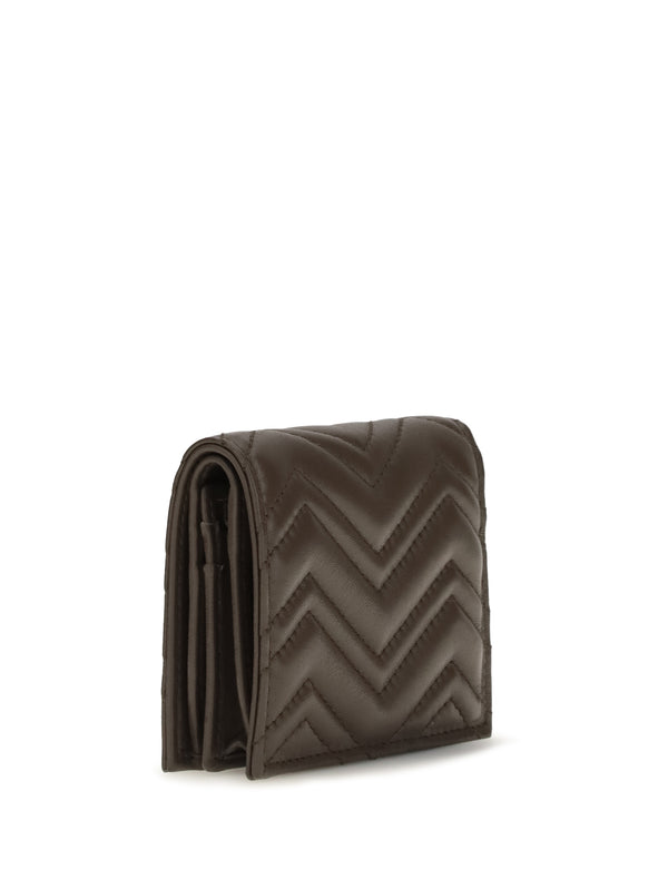 Wallet Gg Marmont Toasted Toasted/toasted Calf Leather & Purses